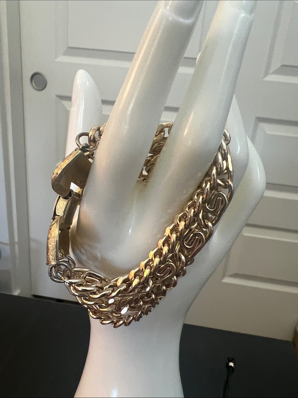 Coro Chunky Gold-Tone Multi Strand Bracelet with Statement Clasp